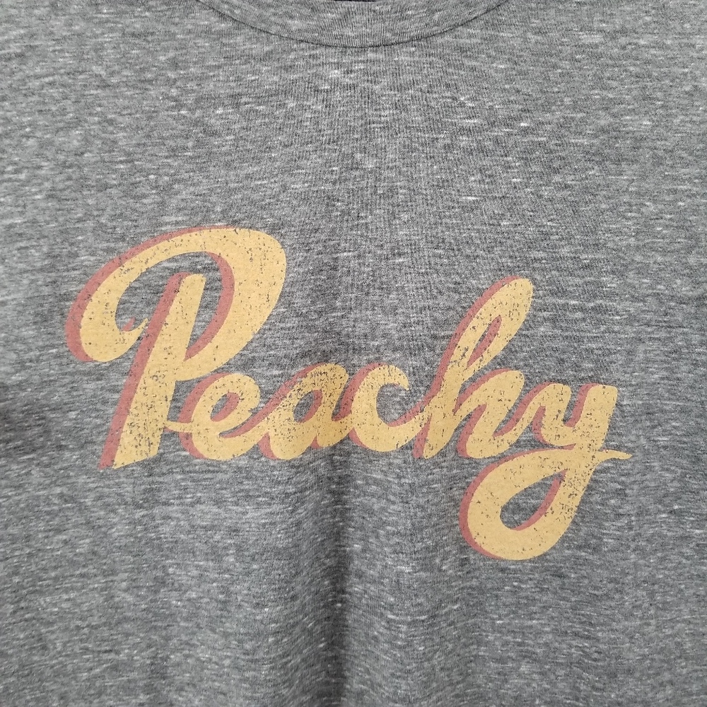 Last 1◻Gray Slub "Peachy" Retro Top Graphic Tees - Picture 8 of 8